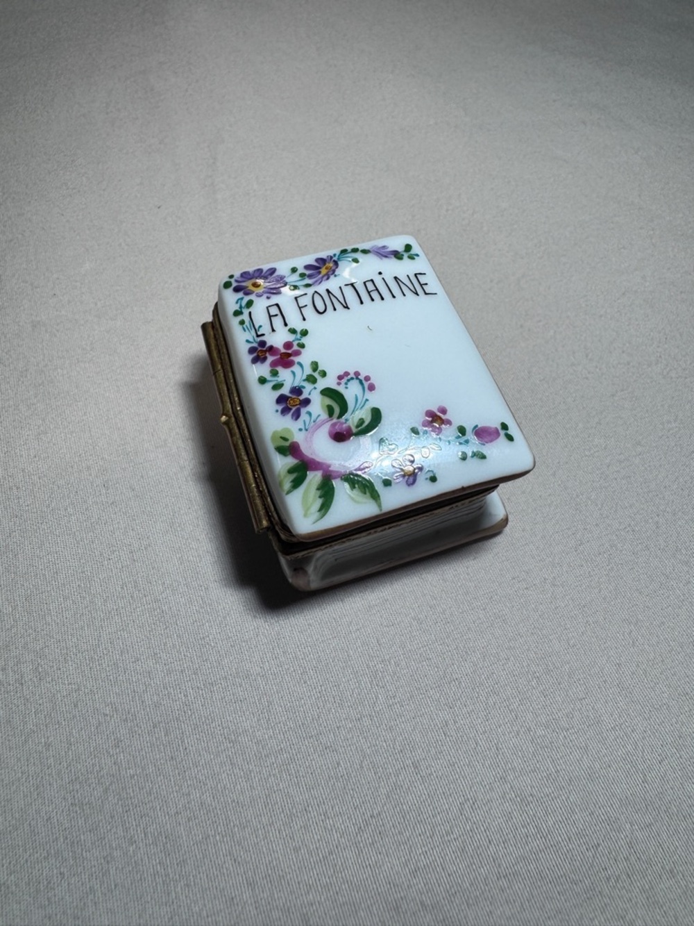 20th Century Limoges Gerard Ribierre Book Trinket Box Hand Painted Signed